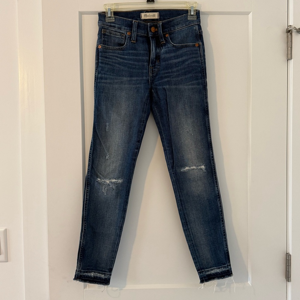 Madewell Dark Blue Distressed Ankle Jeans